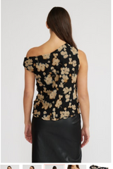 Tilly Black-Beige Floral Top