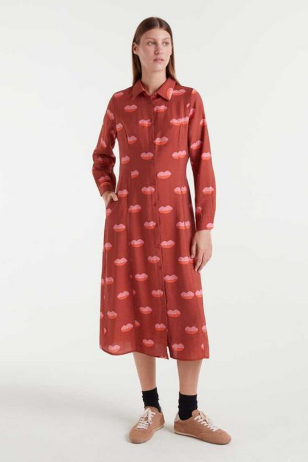 Lips Printed Midi Dress