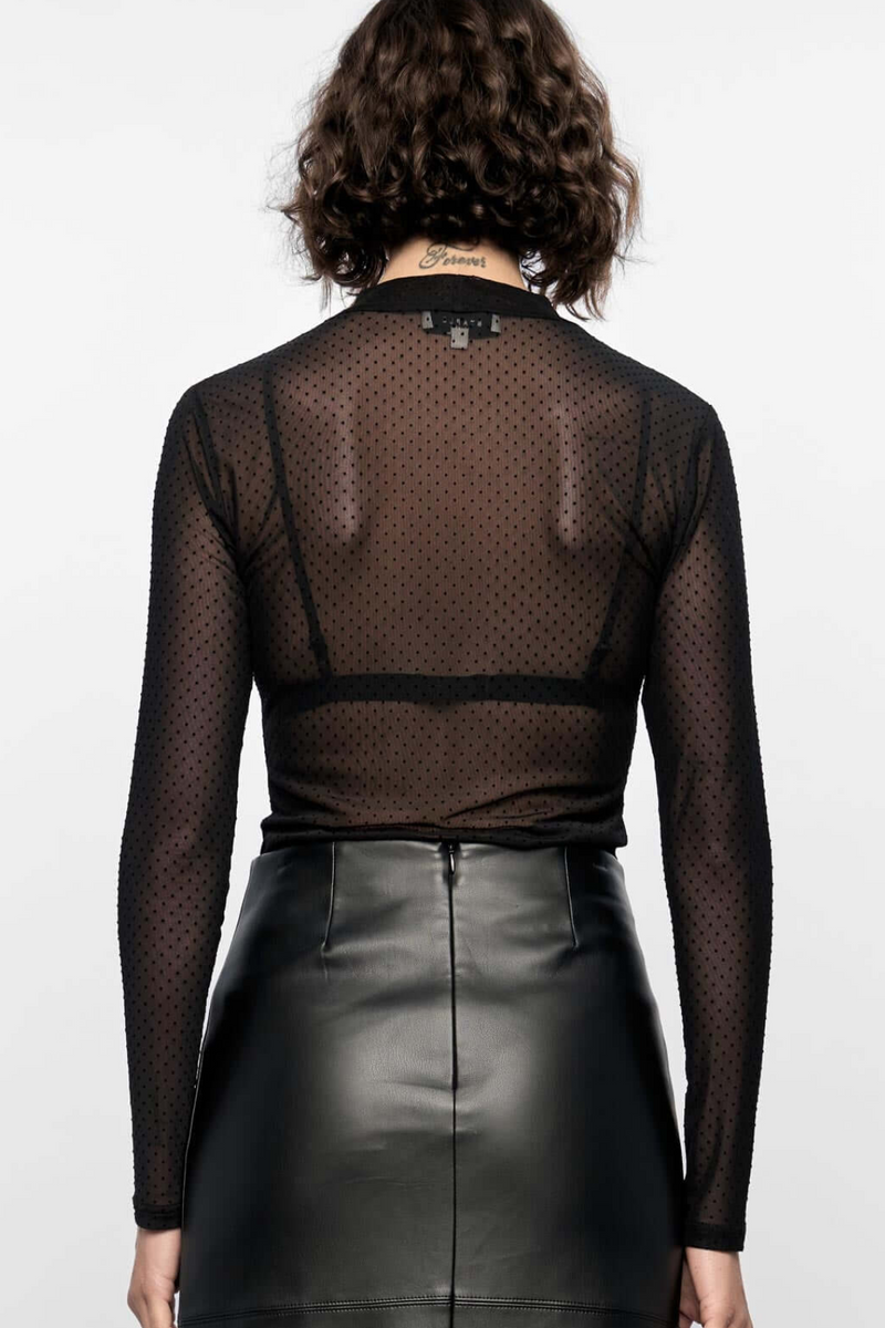 Kaia Spot Mesh Top