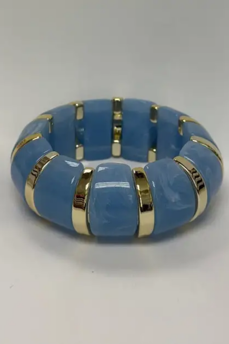 Blue Stretch Resin Colored Bangle