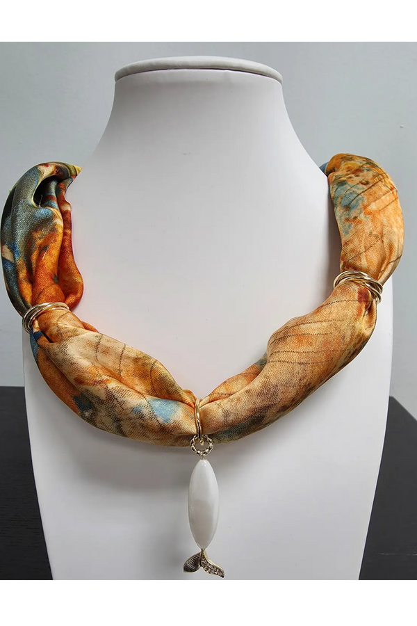 Design Scarf Necklace Pearl Fish