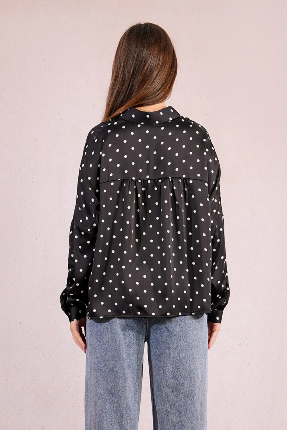 Black and White Long Sleeve Polka Dot Top – April Blooms