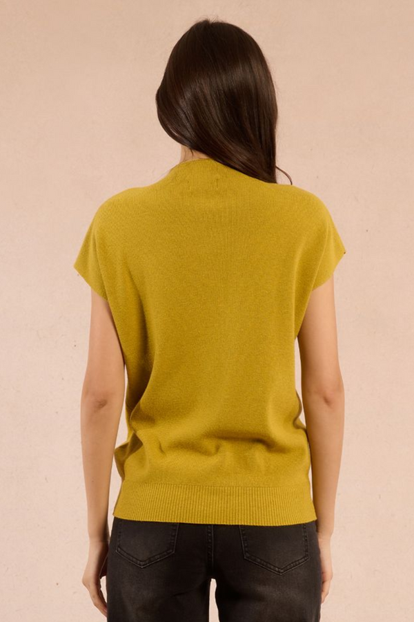 Lime High Neck Short Sleeve Knit Top