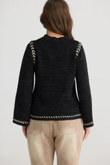 Black Metallic Daintree Long Sleeve Knit Sweater