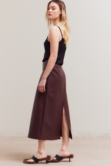 Plum Wine Vegan Faux Leather Pencil Skirt