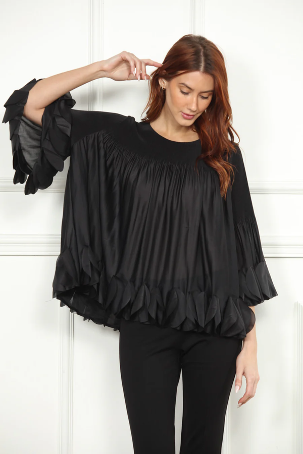 Black Padel Pleated Top