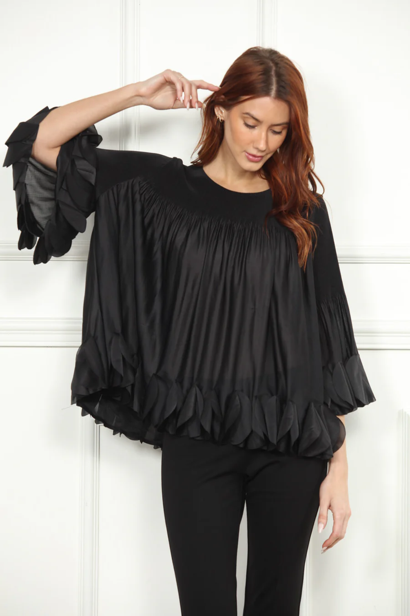 Black Padel Pleated Top