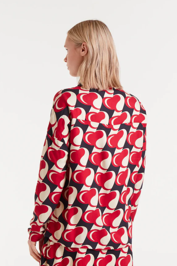 Red Hear Attack Print Top