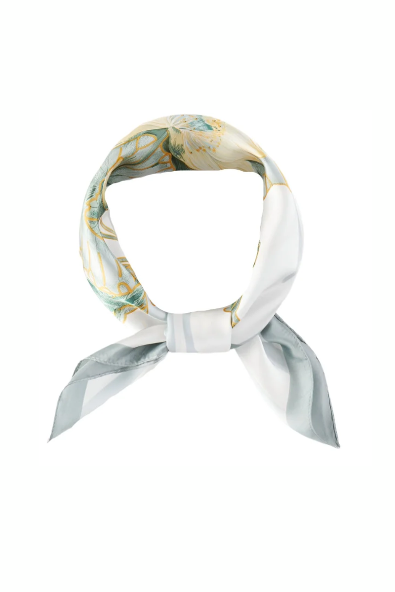 Green/Yellow Blooming Flower Square Scarf