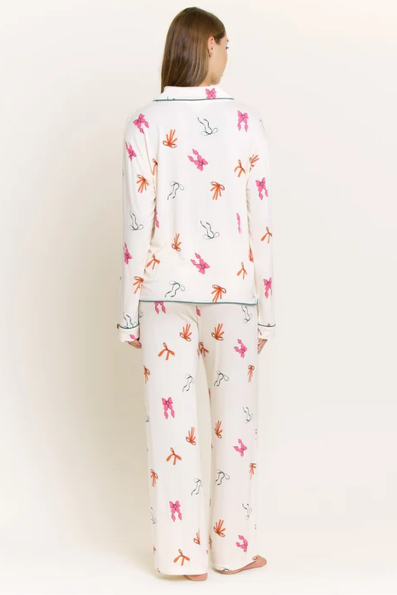 Marshmallow Bows Long Sleeve Pajamas