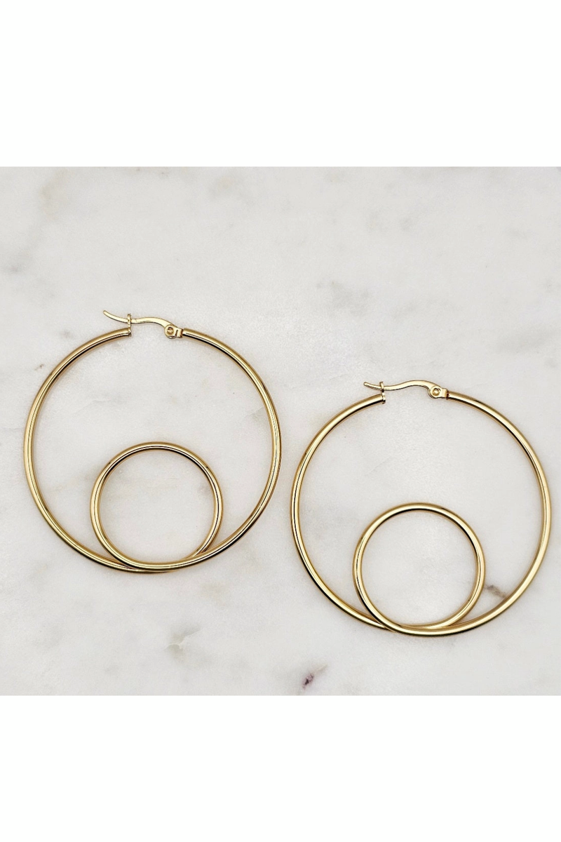 Double Loop Gold Hoop Earrings