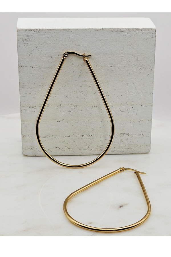 Oval Shape Gold Hoop Earrings