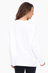 White Organic Long sleeve Boyfriend  Top