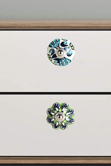Navy Leaf with Green Accent Furniture Knobs set of Two