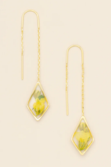 Pressed Flower Thread Earring - Yellow Baby’s Breath/Gold