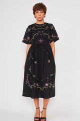 Black Embrodery Palm Dress