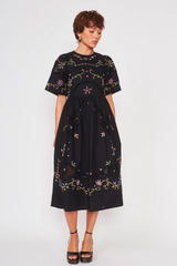 Black Embrodery Palm Dress