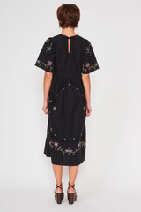 Black Embrodery Palm Dress