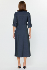Denim Blue Long Sleeve Wrap Dress