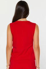 Red Twist Detail Ponte Sleeveless Top