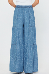 Chambary Floral Print Wide Leg Tired Pants