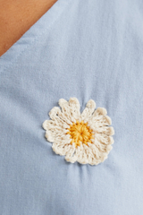 Light Blue Dress with Embroidered Daisies