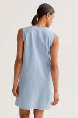 Light Blue Dress with Embroidered Daisies