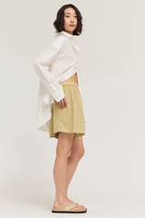 Green Moss Tencel Seamed Shorts