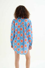 Flower Blue Print Shirtdress