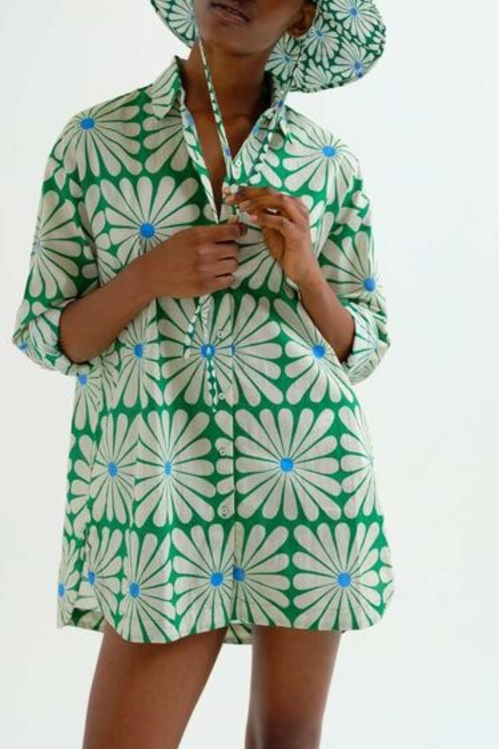 Green and White Floral Dress April Blooms Green and White Floral Dress April Blooms