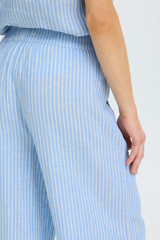 Blue Stripe Crop Linen Pants