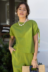Green Cam Cotton/Linen Sleeveless Top