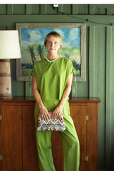 Green Cam Cotton/Linen Sleeveless Top