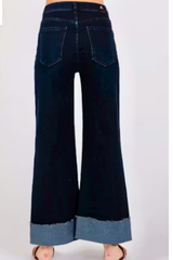 Indigo Bianca Wide Leg Cuff Denim Pants
