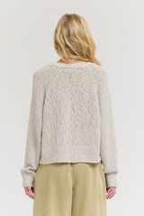 Irish Cream Textured V-Neck Button Up Cardigan