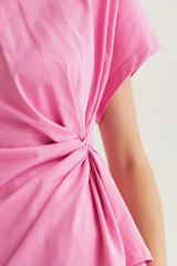 Pink Side Twist Short Sleeve Tee Shirt Top