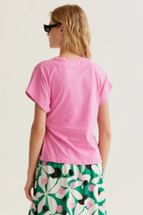 Pink Side Twist Short Sleeve Tee Shirt Top