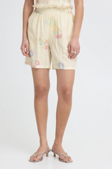 Cream Ihginni Cross Stich FloraL Print Shorts