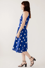 Ilona Dress Blue Polka Dot Ikat