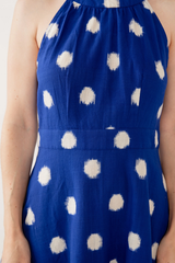 Ilona Dress Blue Polka Dot Ikat