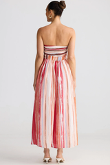 Coral Paintely Stripe Avalon Strapless Dress