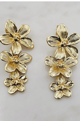 Gold Filled Three Flower Dangled Errings