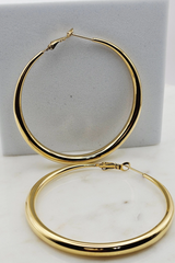 18k Gold Stainless Steel Round Dome Hoops Size Large