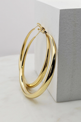 18k Gold Stainless Steel Round Dome Hoops Size Large