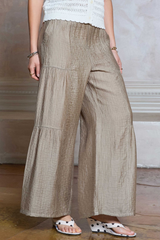Dusty Sand Wide Lege Tiered Pants