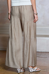 Dusty Sand Wide Lege Tiered Pants
