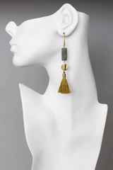 Jasper and Tassel Earrings