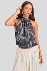 Navy/Oatmeal Nautical Nights HalterTop