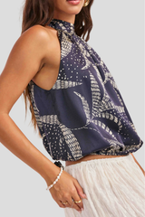 Navy/Oatmeal Nautical Nights HalterTop