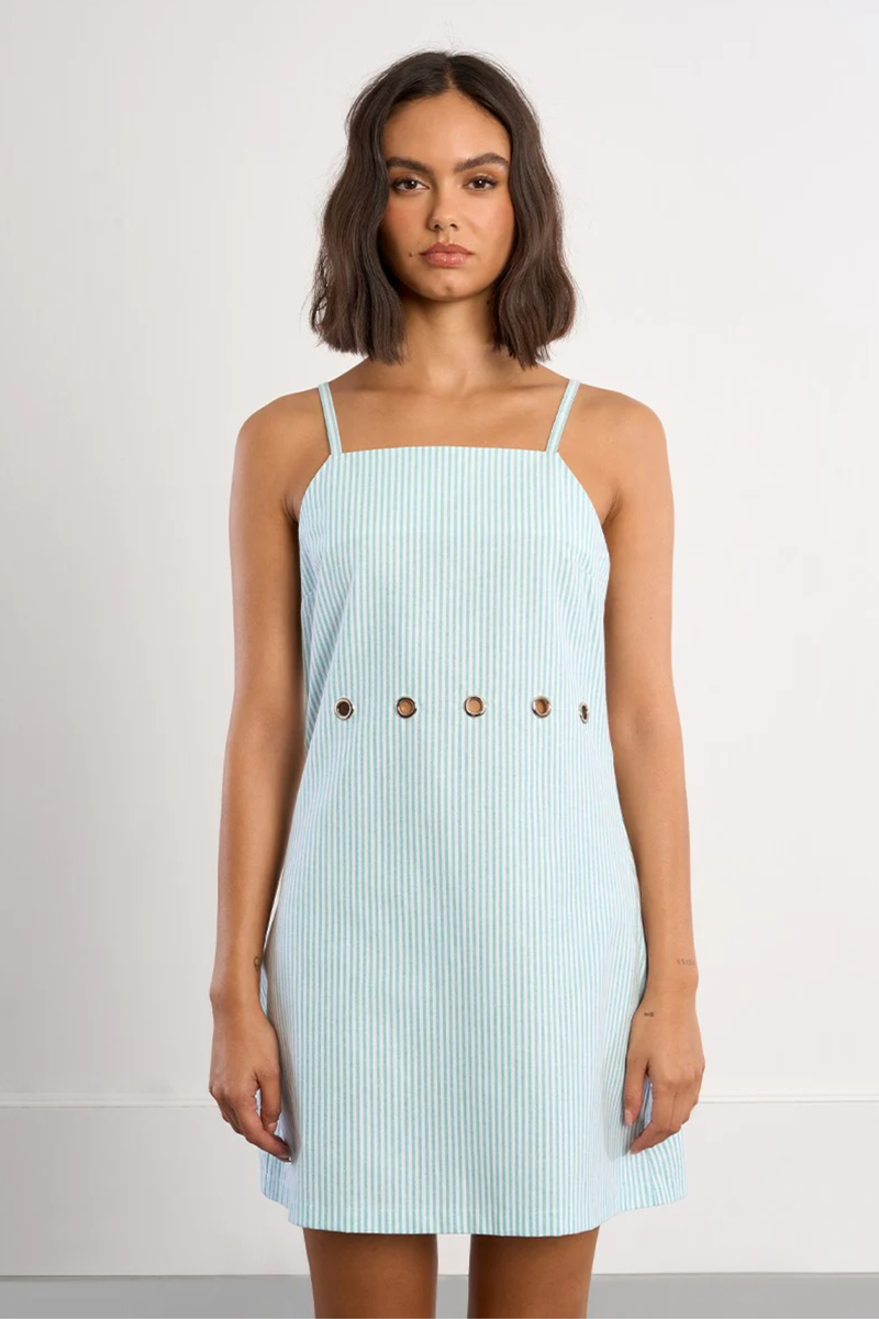 Mint Green Stripe Mini Dress